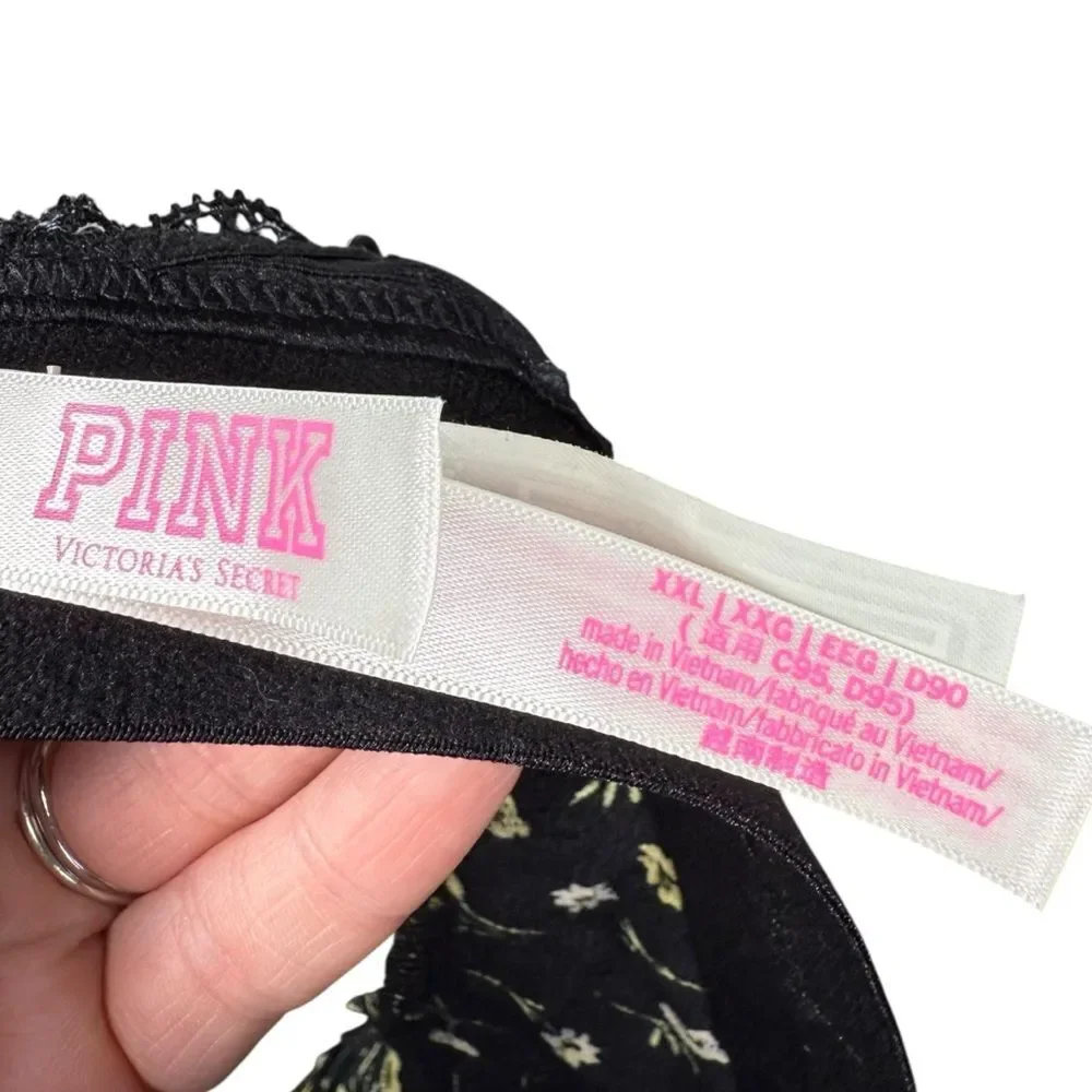 ▪️|EUC| VS PINK Lace Trim Padded Floral Strappy Bralette - Picture 6 of 8
